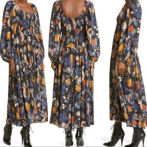 La Ligne Smocked Floral Dress